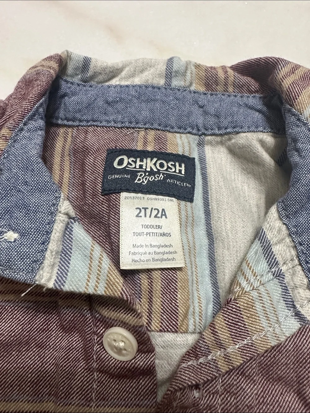 OshKosh B'gosh Mauve, Light Blue & Cream Striped Button-Down Shirt